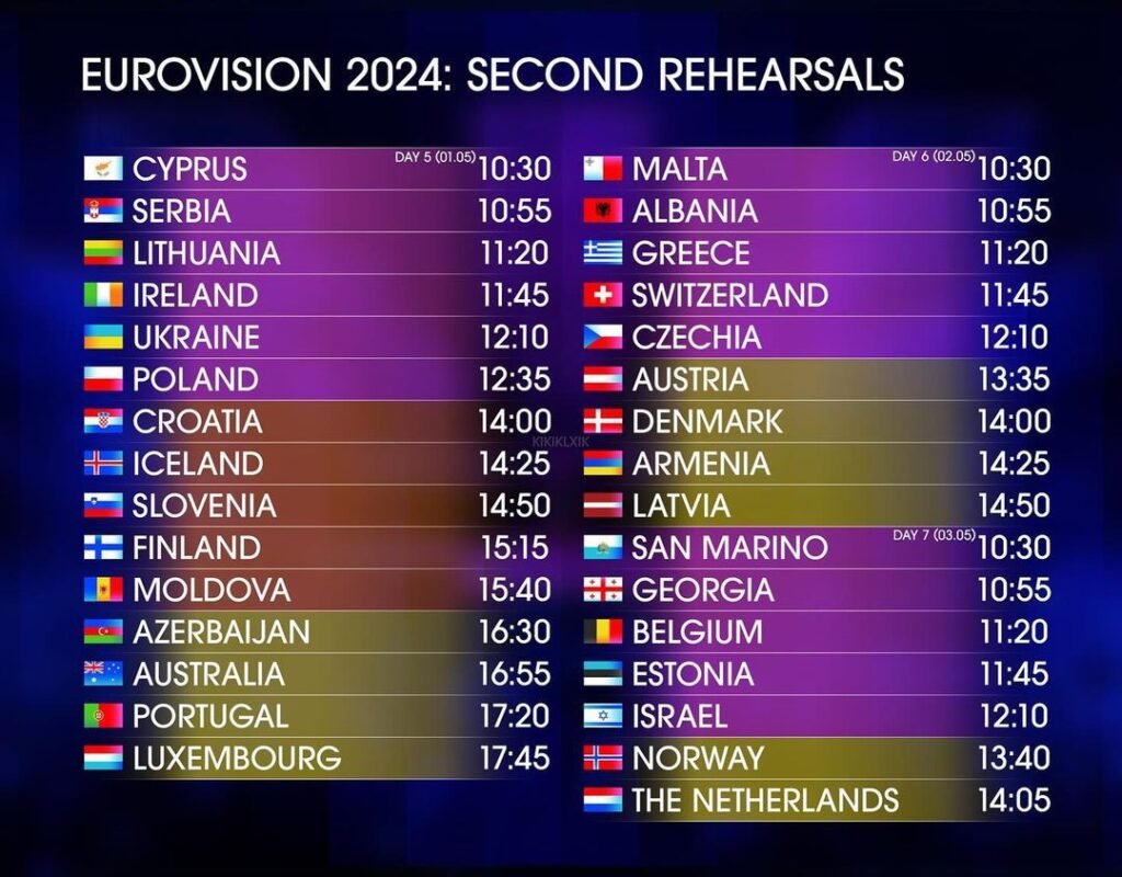 Répétitions Eurovision 2024 - Deuxième session