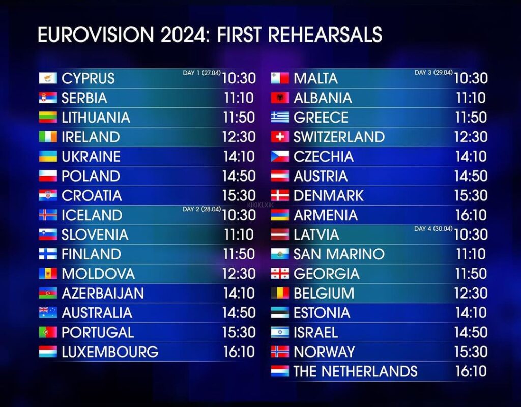 Répétitions Eurovision 2024 - Première session